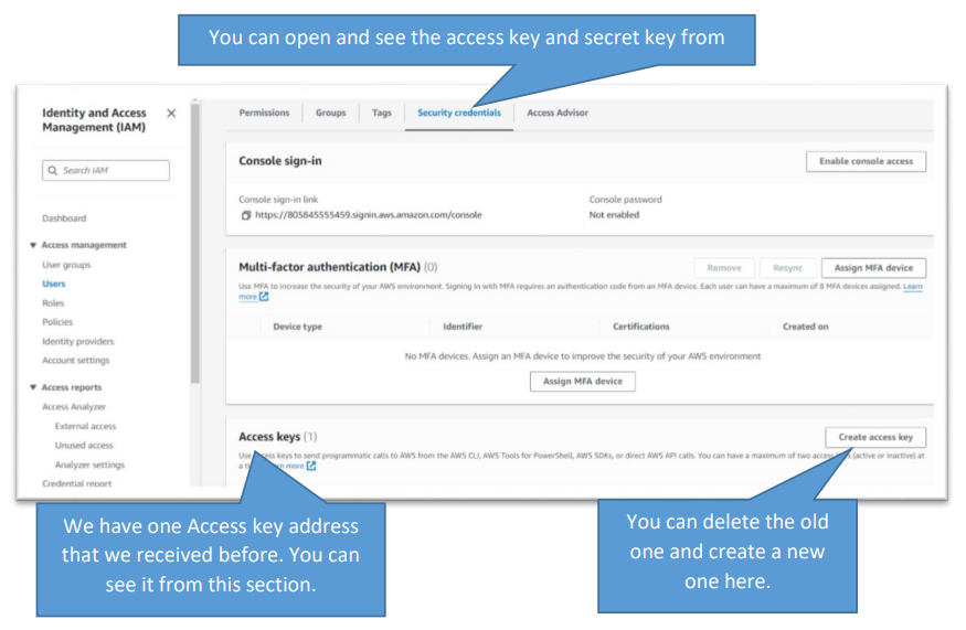 Create access key