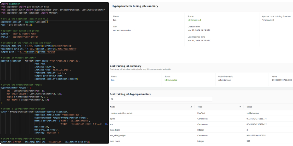 AWS SageMaker model tuning and hyperparameter optimization