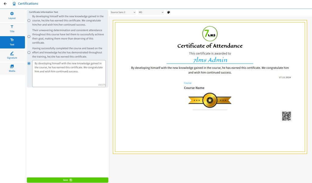 7LMS_customizable cetification